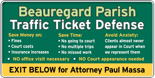 Beauregard Parish, Louisiana Speeding & Traffic Ticket Lawyer Paul Massa Graphic 1