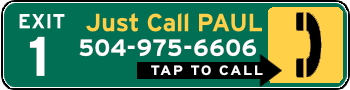 Call 504-975-6606 for Beauregard Parish, Louisiana ticket attorney Paul Massa Exit 1 graphic